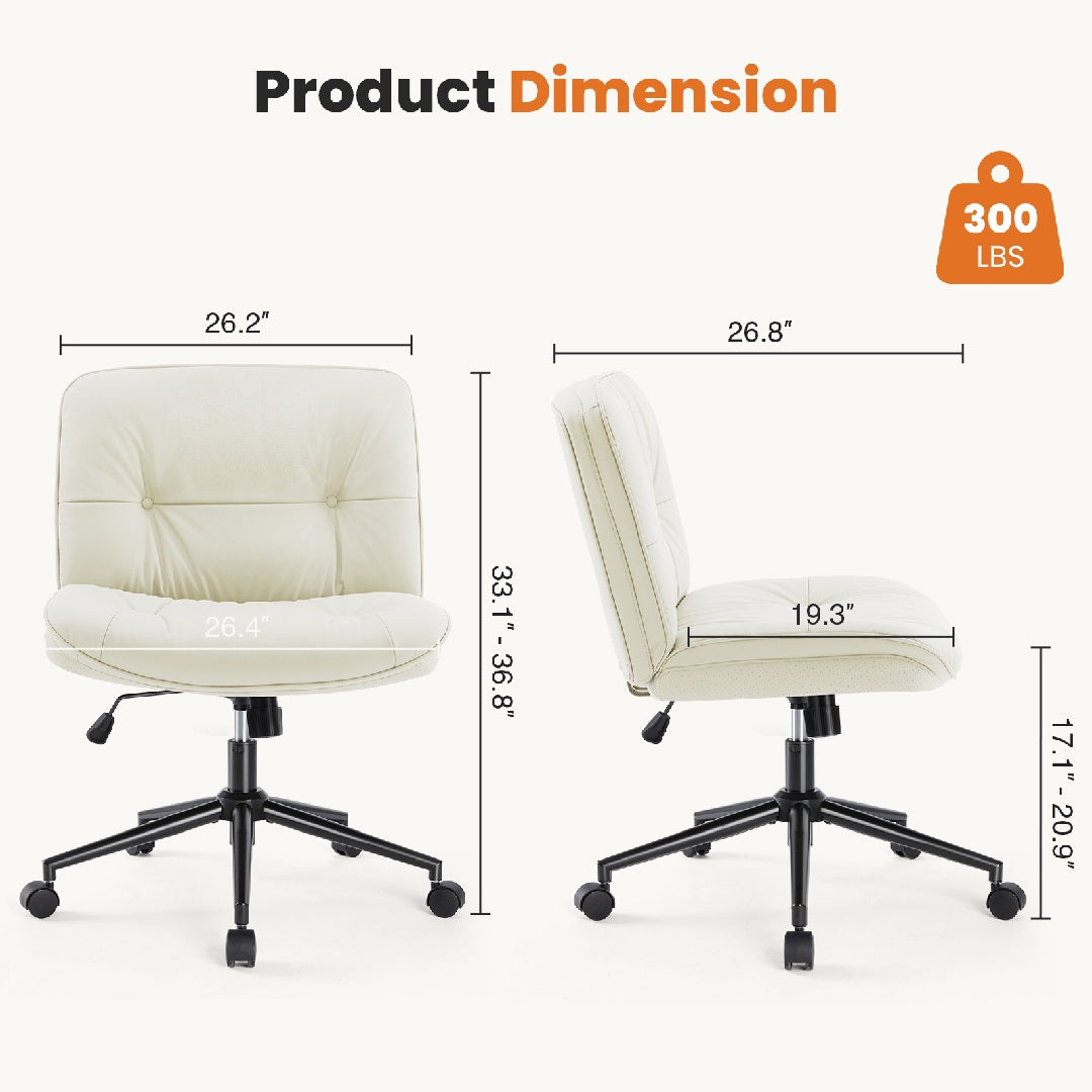 Armless Vanity Desk Wide Seat, Swivel Chair