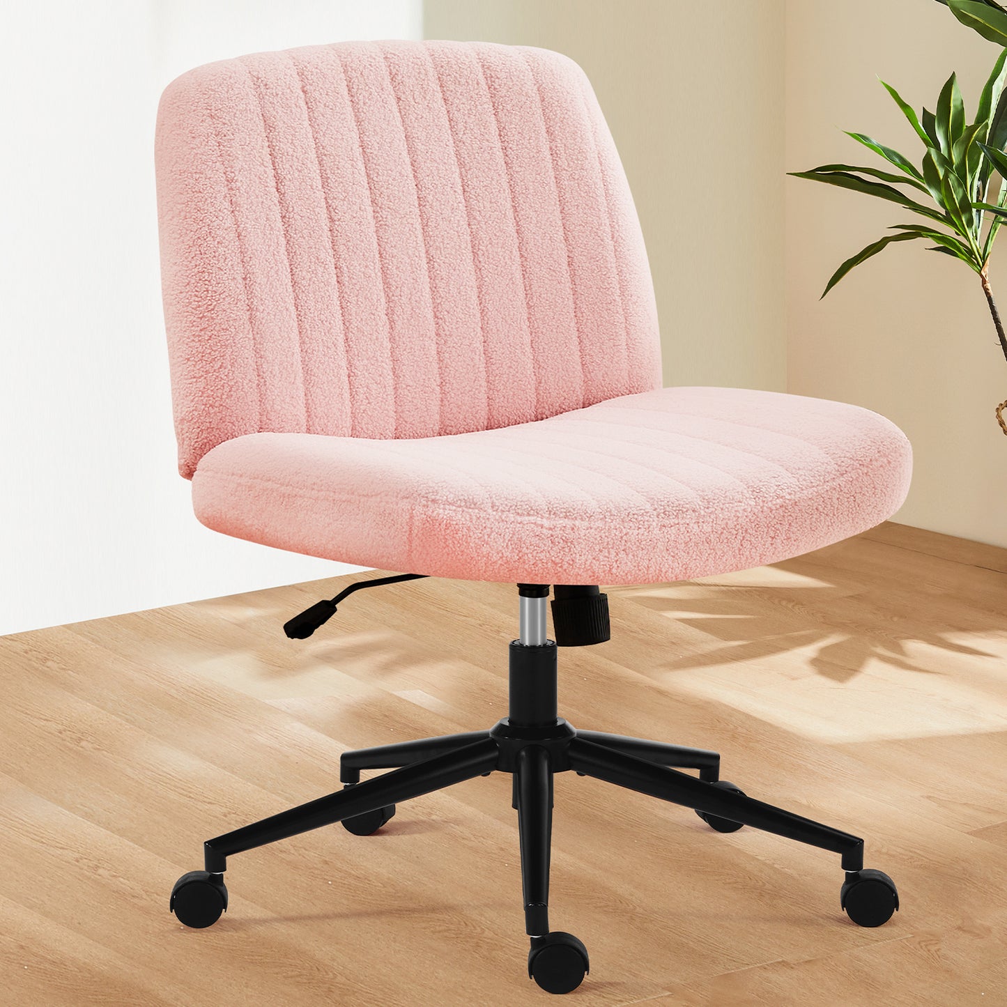 Armless Swivel Vanity Chair With Adjustable Wide Seat