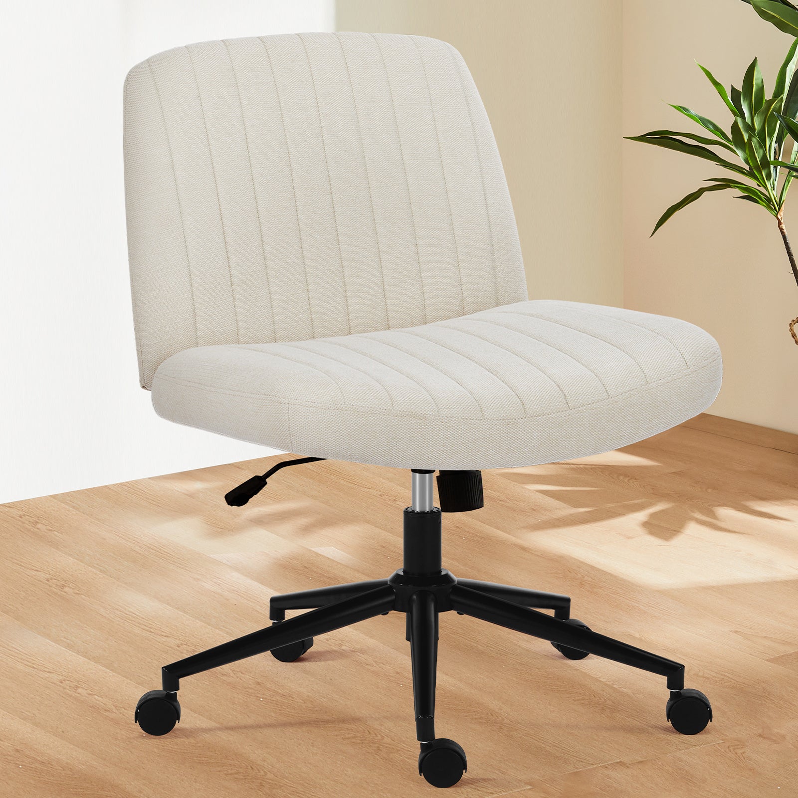 Armless Swivel Vanity Chair With Adjustable Wide Seat