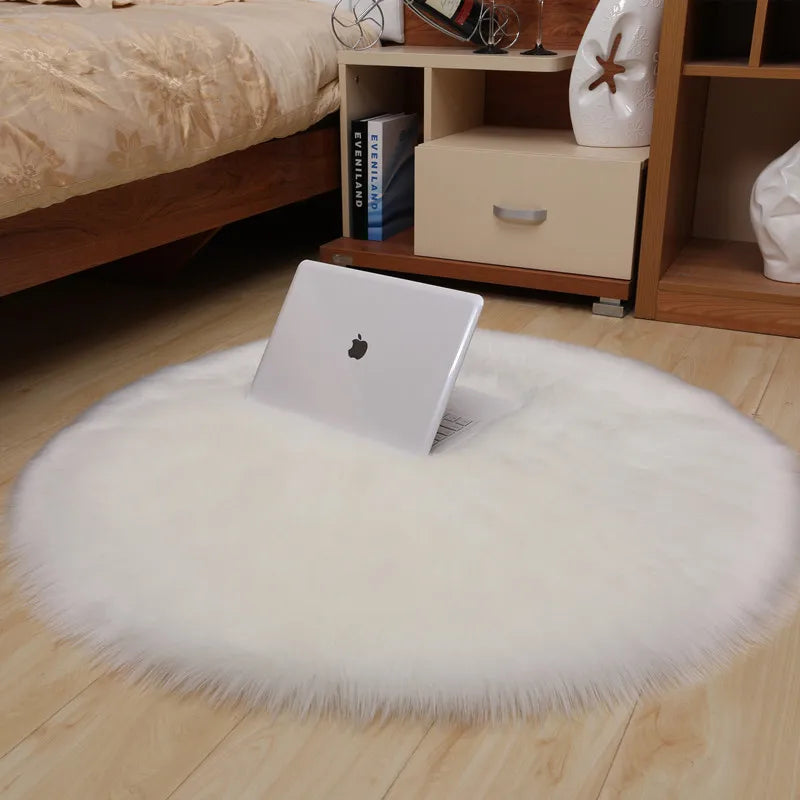 Artificial Sheepskin Vanity Chair Carpet Mat