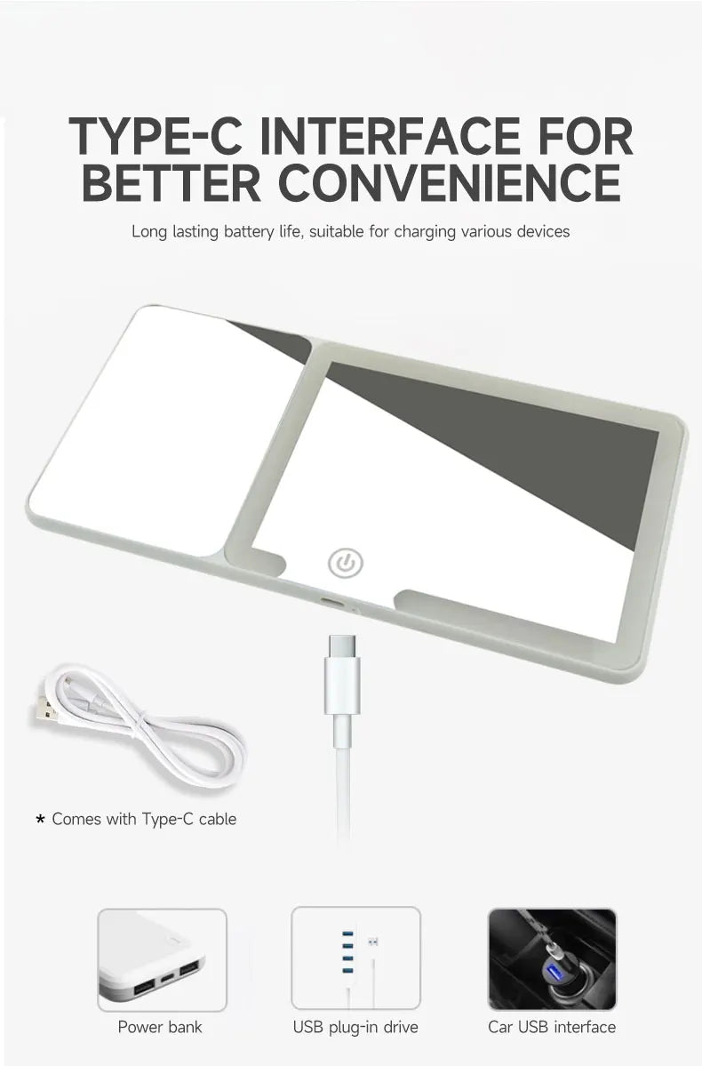 Car Sun Visor LED Vanity Mirror with Touch Screen & 3X Magnification