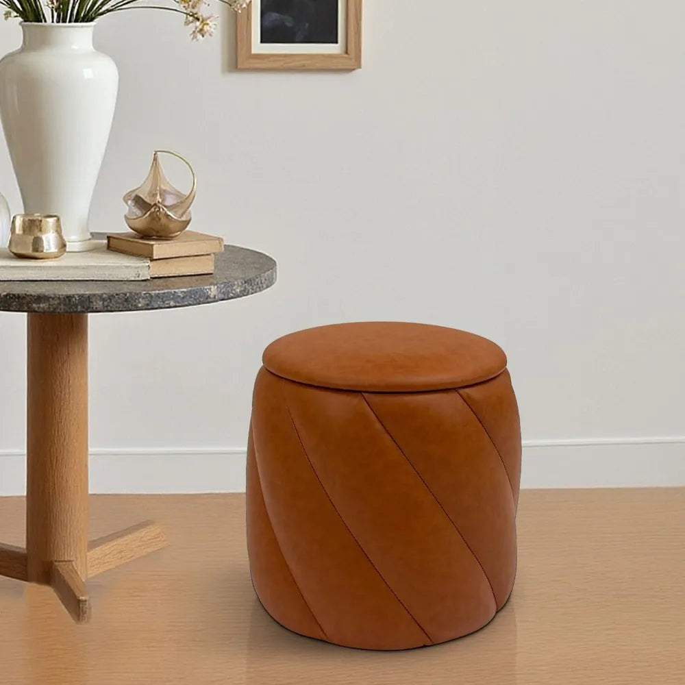 Round Ottoman Vanity Stool With Soft Padded Seat