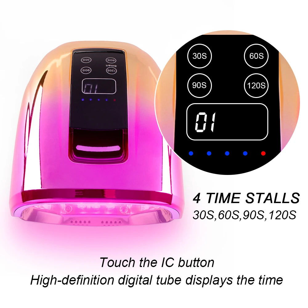 Rechargeable UV LED Acrylic Nail Dryer Lamp 90W, 4 Timer Setting & 45 LED