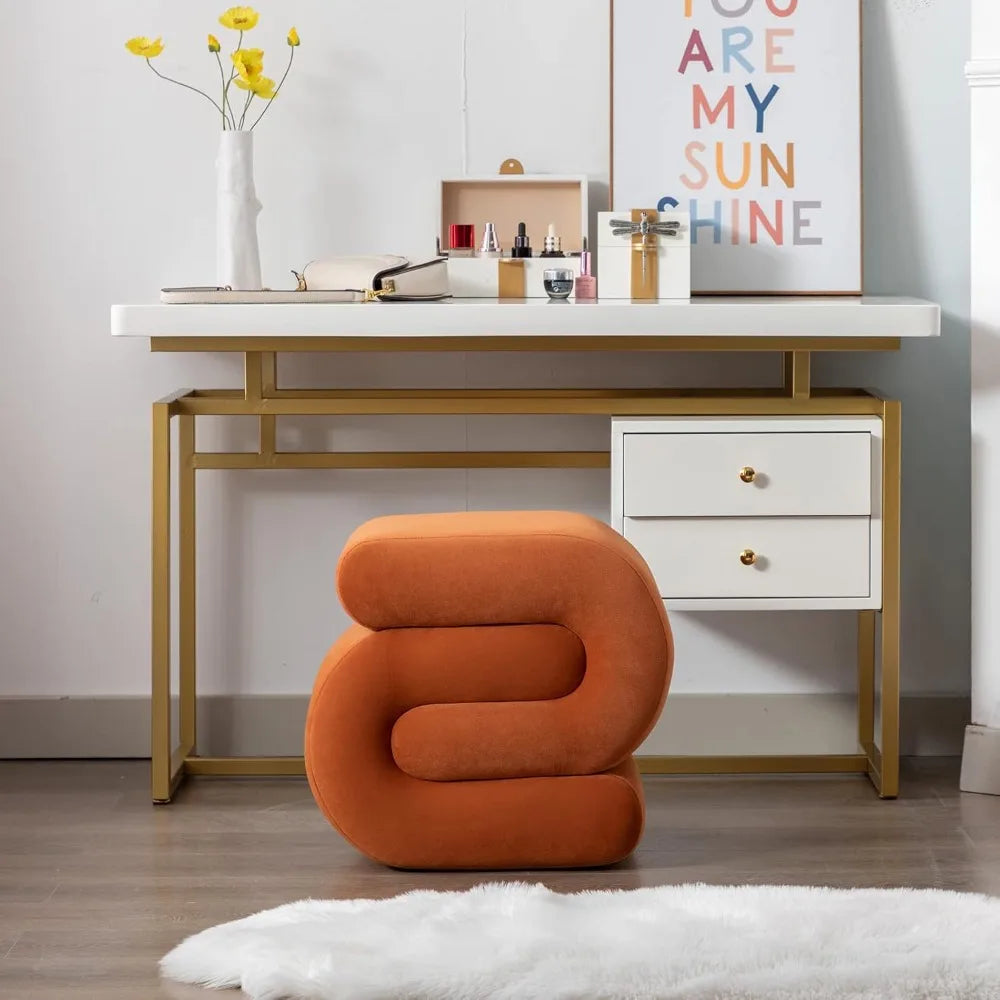 Modern S-Shaped Pouf Vanity Stool