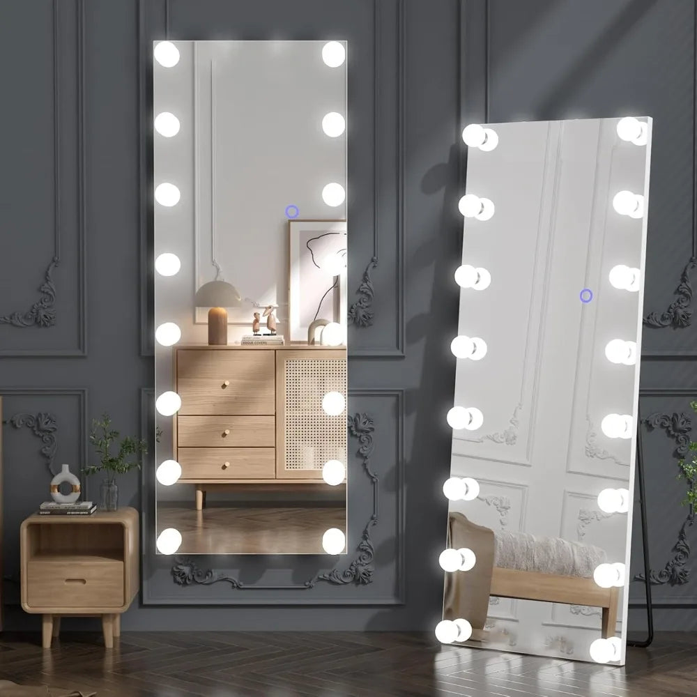 Full Length Vanity Mirror With Light Bulbs & Aluminum Frame [Size: 20