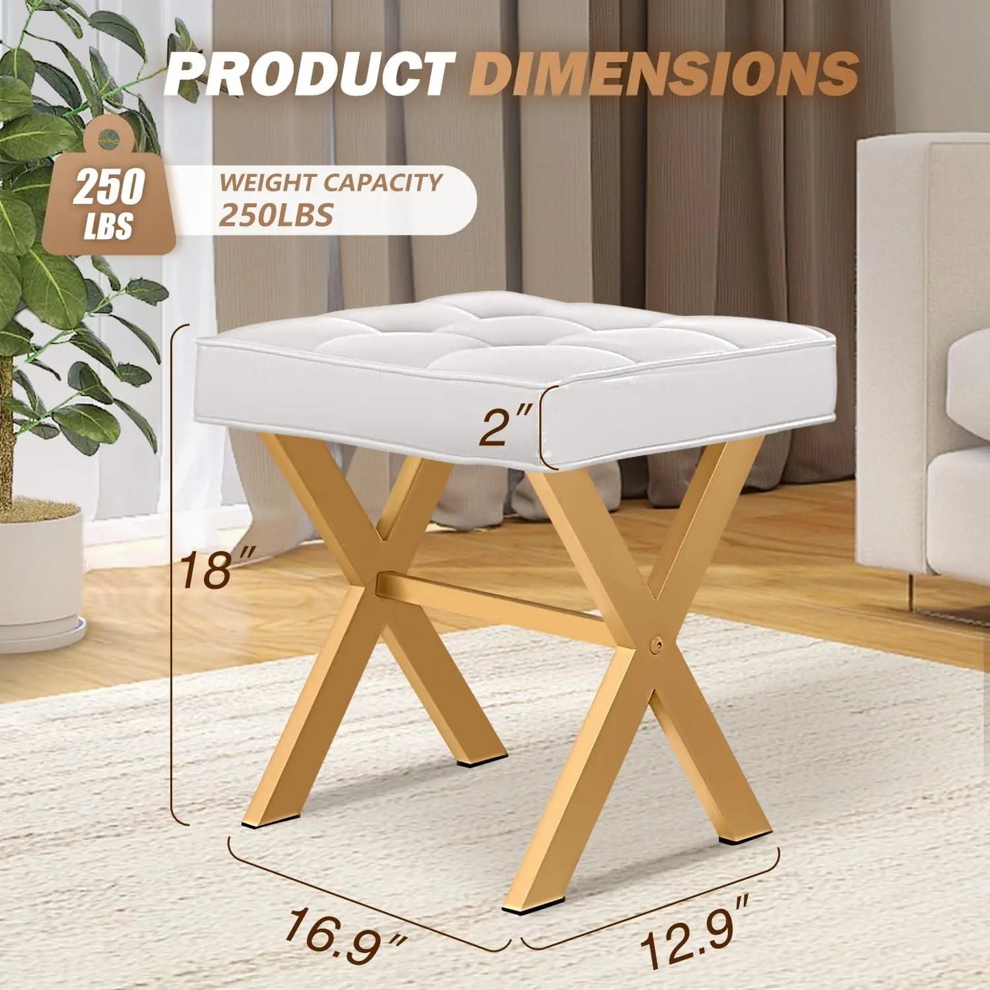 Vanity Desk Upholstered Cushion Stool