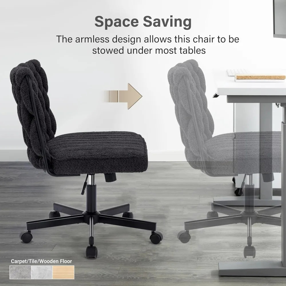 Modern Armless Vanity Desk Chair With Wide Seat