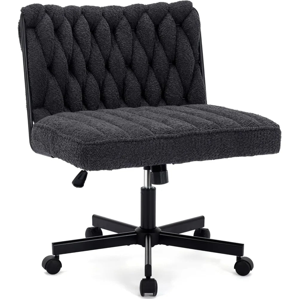 Modern Armless Vanity Desk Chair With Wide Seat