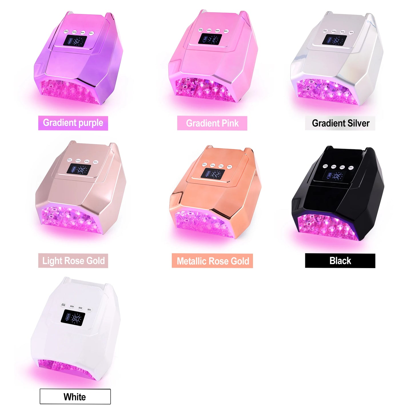 Rechargeable UV LED Nail Dryer Lamp 98W, 4 Timer Setting & 33 LED