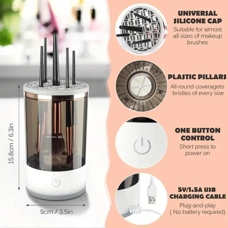 USB Plug Portable Makeup Brush Cleaner with Rubber Machine