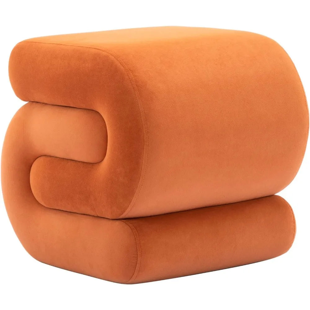 Modern S-Shaped Pouf Vanity Stool