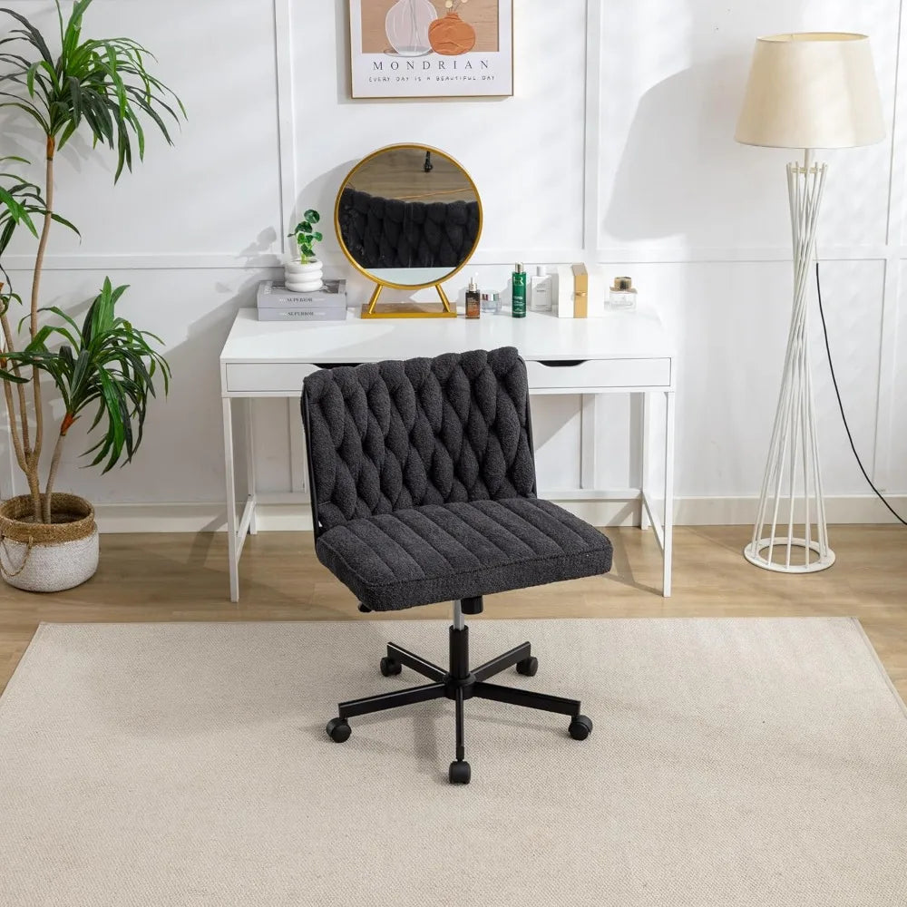Modern Armless Vanity Desk Chair With Wide Seat