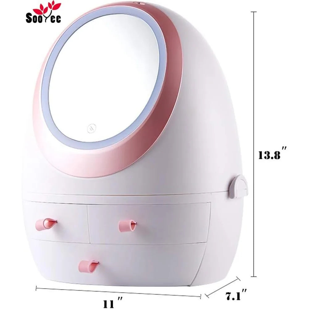 Makeup & Jewelry Storage Box With Led Mirror and Drawer