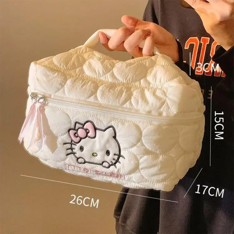 Hello Kitty Large Capacity Makeup & Cosmetic Pouch with Double Zipper for Girls