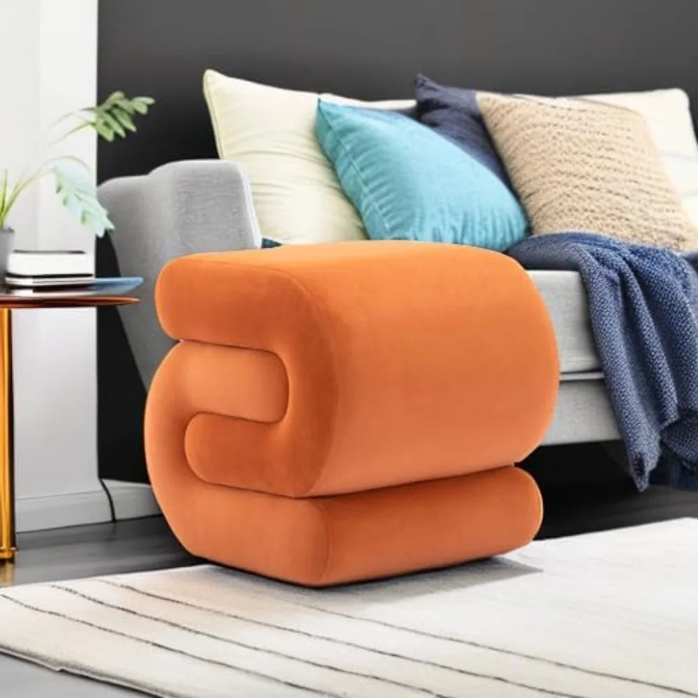 Modern S-Shaped Pouf Vanity Stool
