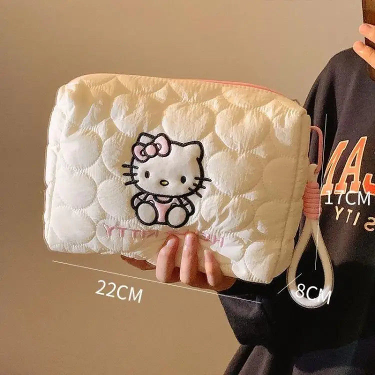 Hello Kitty Large Capacity Makeup & Cosmetic Pouch with Double Zipper for Girls