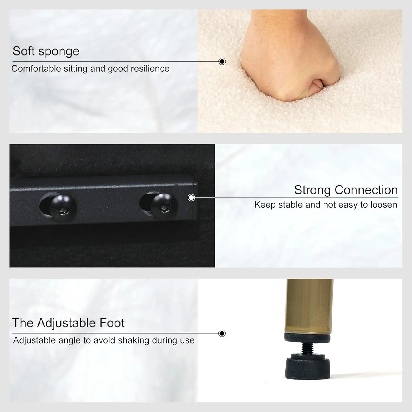 Vanity Desk Ottoman Stool with Storage