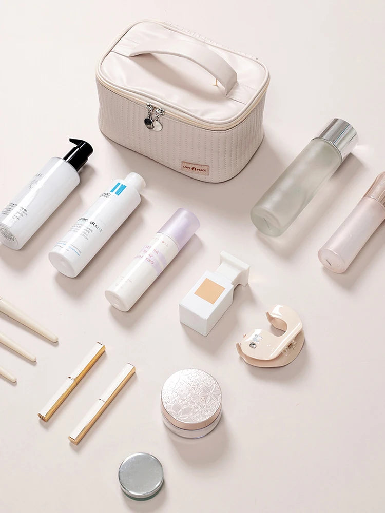 Pure Leather Portable Makeup Bag