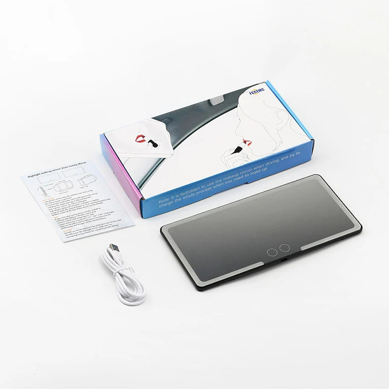 Dual Colors Car Sun Visor Rechargeable LED Vanity Mirror & Touch Screen