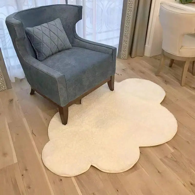 Lovely White Cloud Shaped Vanity Rug