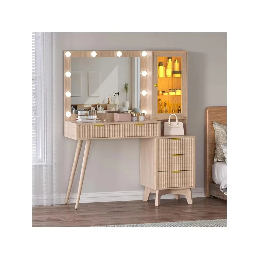 Modern Makeup Vanity Desk With LED Mirror