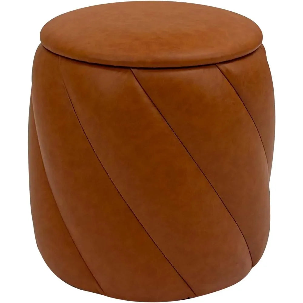 Round Ottoman Vanity Stool With Soft Padded Seat