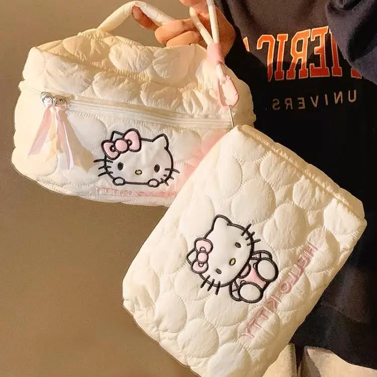 Hello Kitty Large Capacity Makeup & Cosmetic Pouch with Double Zipper for Girls