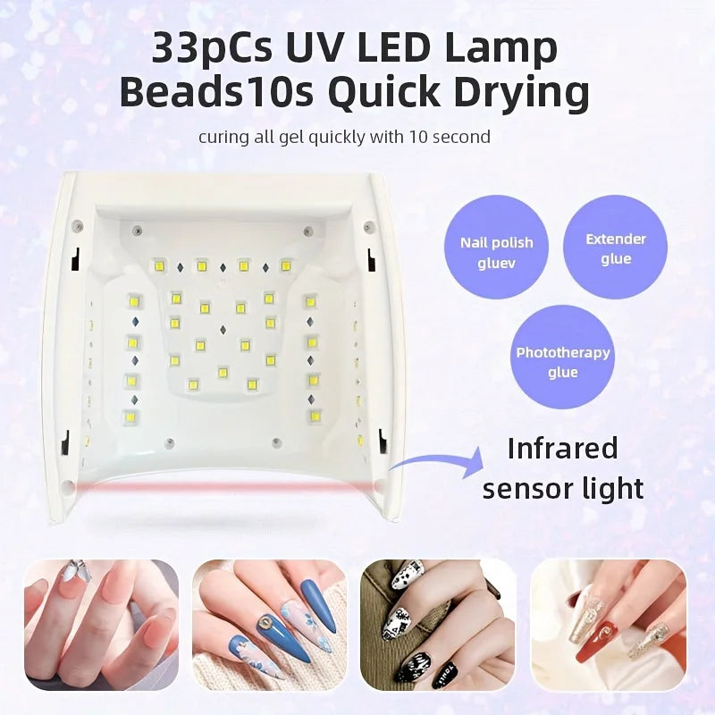 Rechargeable UV LED Nail Dryer Lamp 66W, 4 Timer Setting & 33 LED