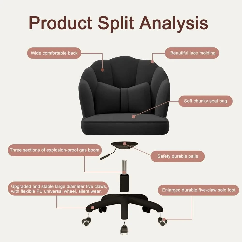 Velvet Petal Upholstered Vanity Desk Chair