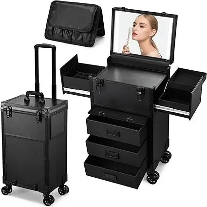 Rolling Makeup Case With LED Mirror
