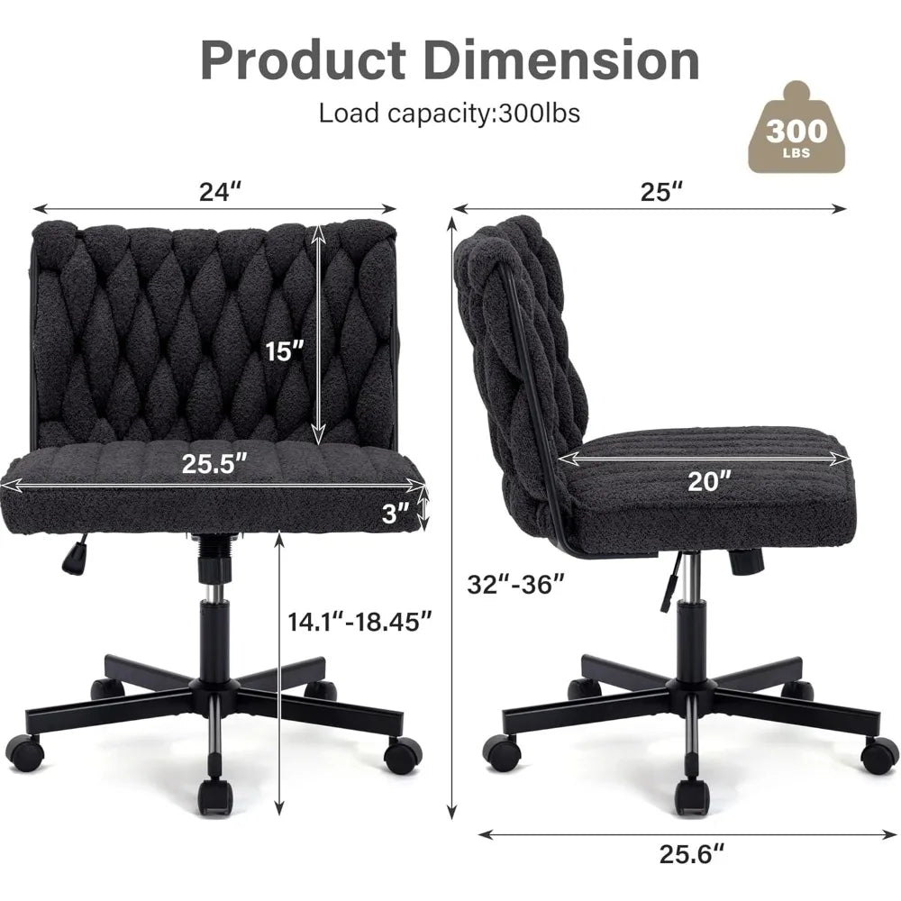 Modern Armless Vanity Desk Chair With Wide Seat