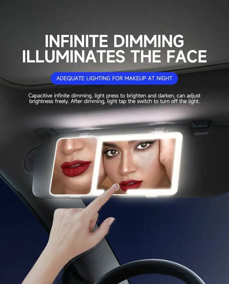Car Sun Visor LED Vanity Mirror with Touch Screen & 3X Magnification