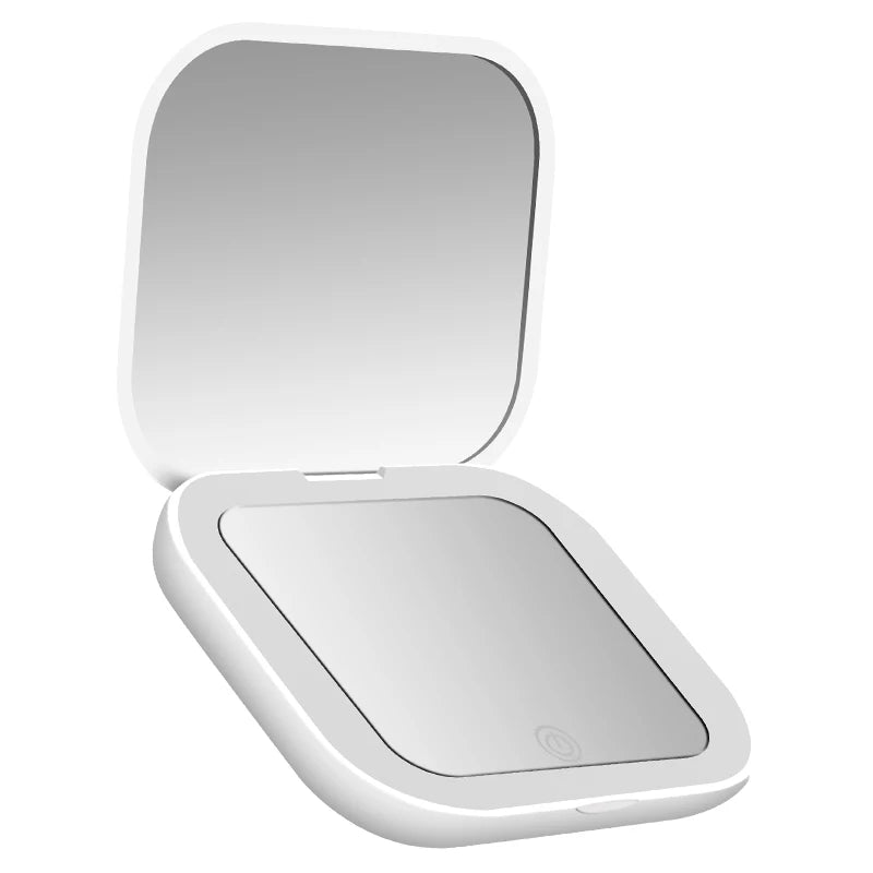 Compact Mini Folding Cosmetic Mirror with LED Lights & Magnifying