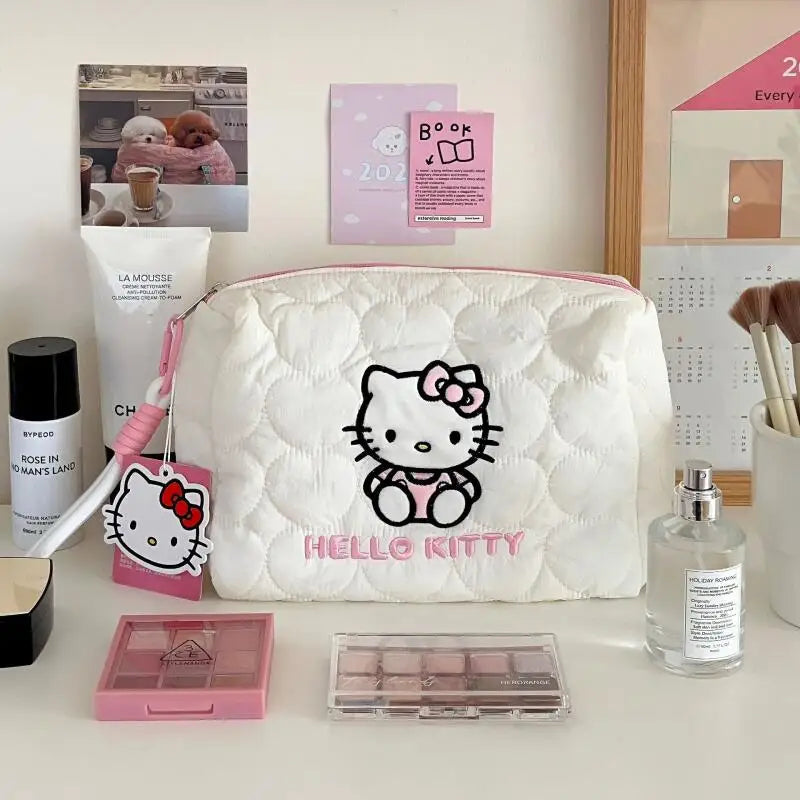 Hello Kitty Large Capacity Makeup & Cosmetic Pouch with Double Zipper for Girls