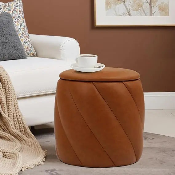 Round Ottoman Vanity Stool With Soft Padded Seat