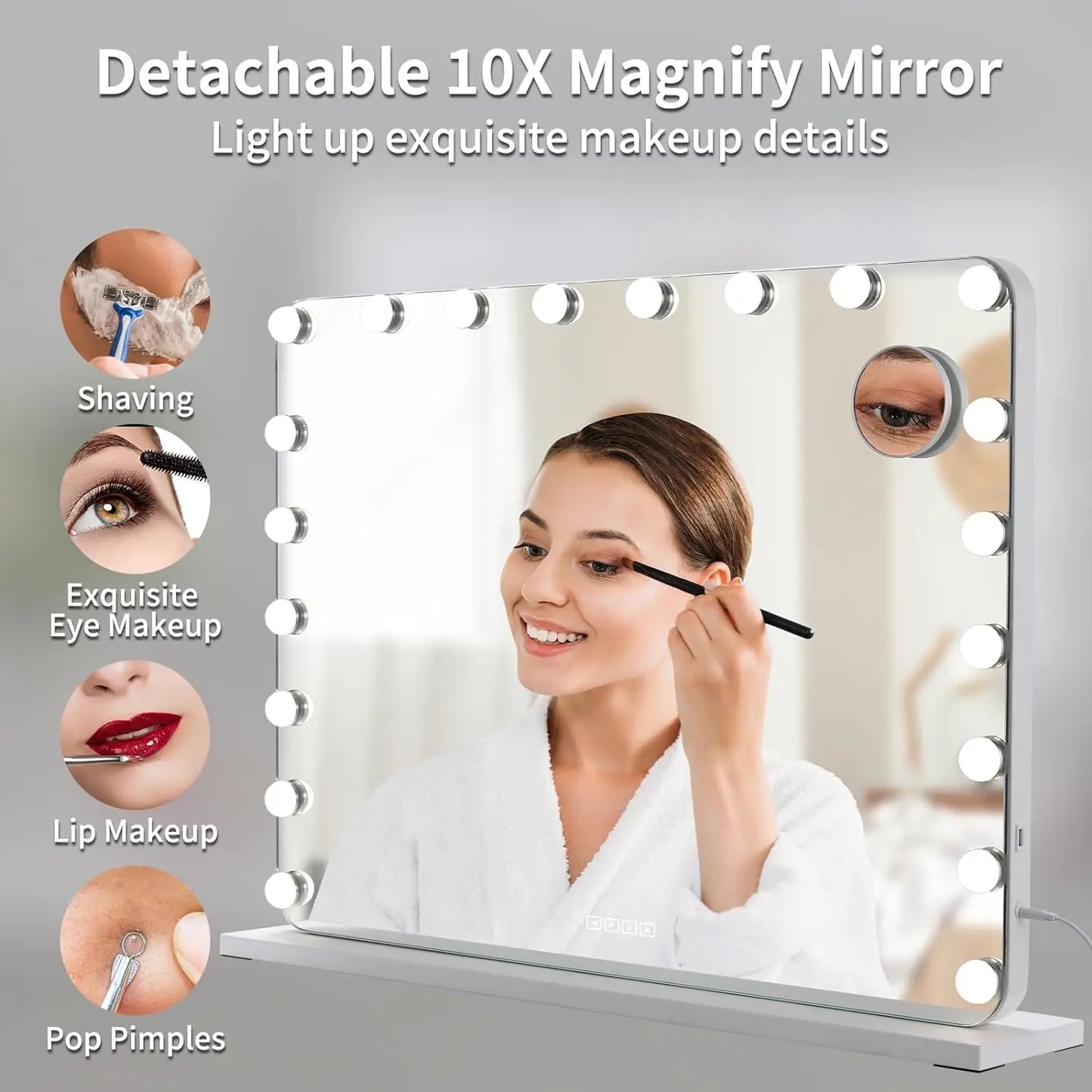 Smart Vanity Makeup Mirror with 20 LED Bulbs & Bluetooth Speaker & 10X Magnifying