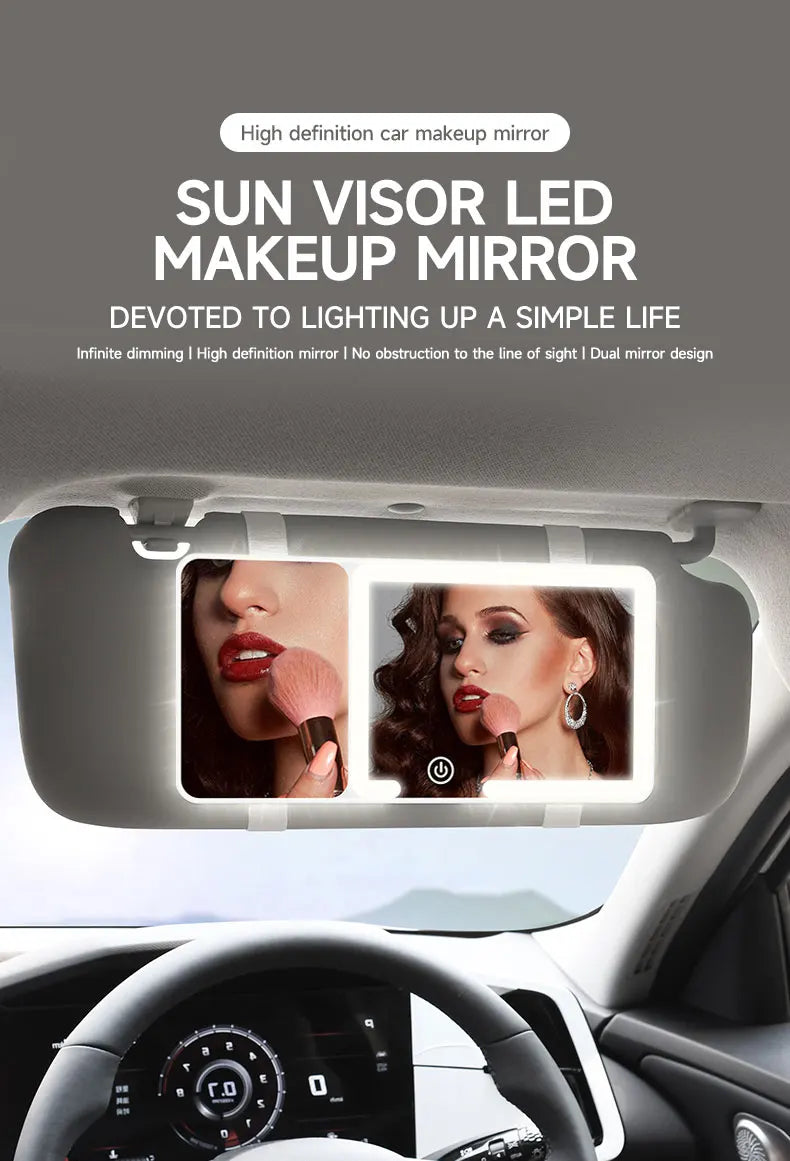 Car Sun Visor LED Vanity Mirror with Touch Screen & 3X Magnification