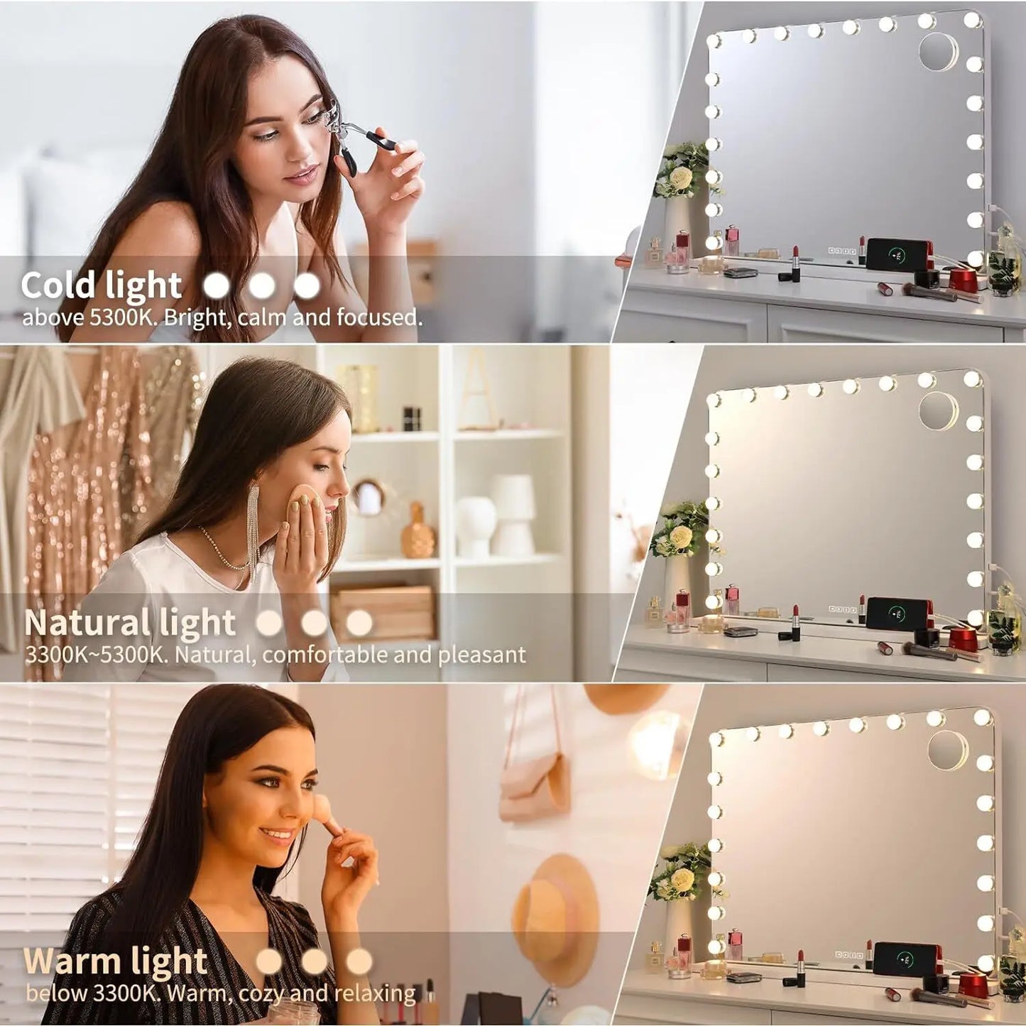 Smart Vanity Makeup Mirror with 20 LED Bulbs & Bluetooth Speaker & 10X Magnifying