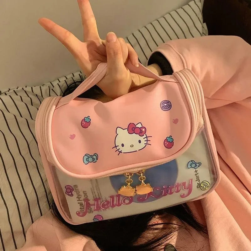 Hello Kitty Zipper Large Capacity Makeup Bag