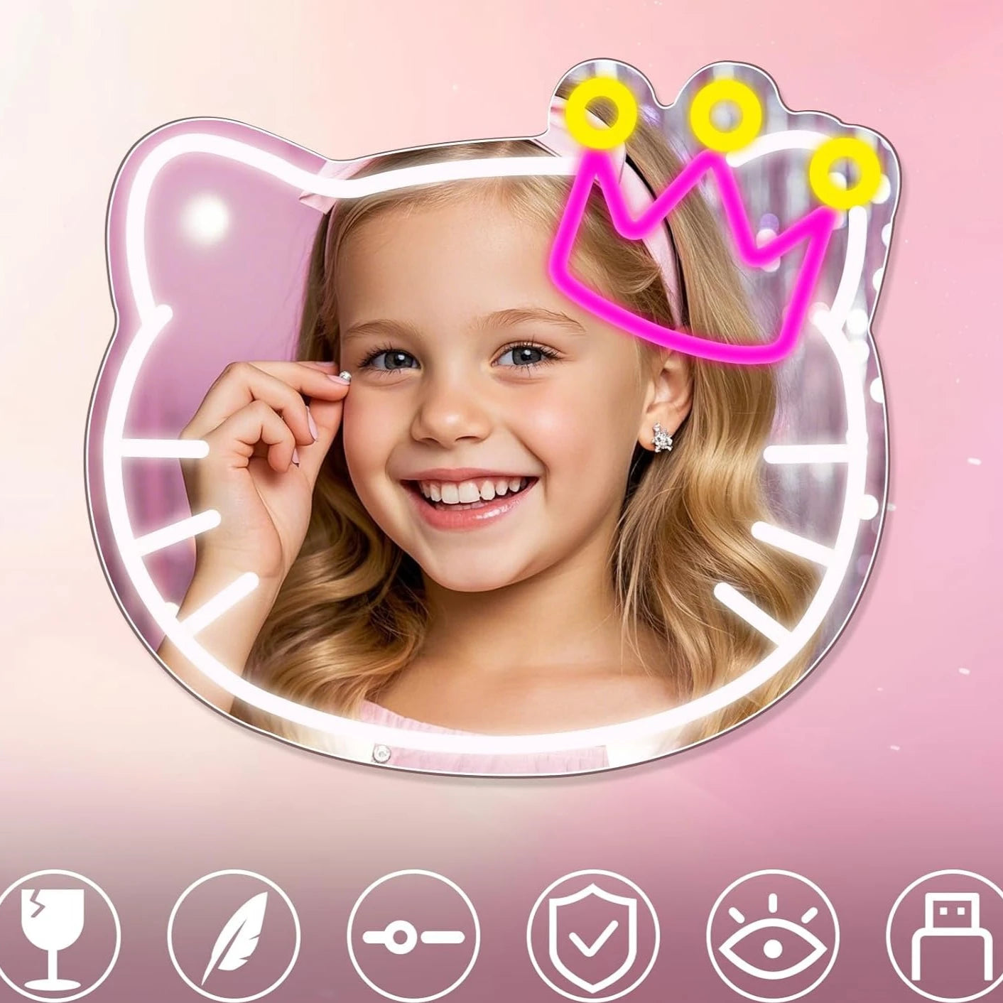 Hello Kitty Neon LED Light Makeup Mirror