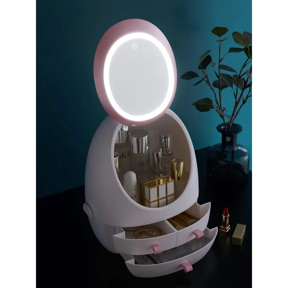 Makeup & Jewelry Storage Box With Led Mirror and Drawer