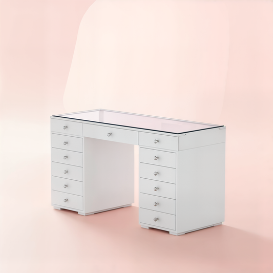 Glam and Glow Vanity Table with 13 Drawers