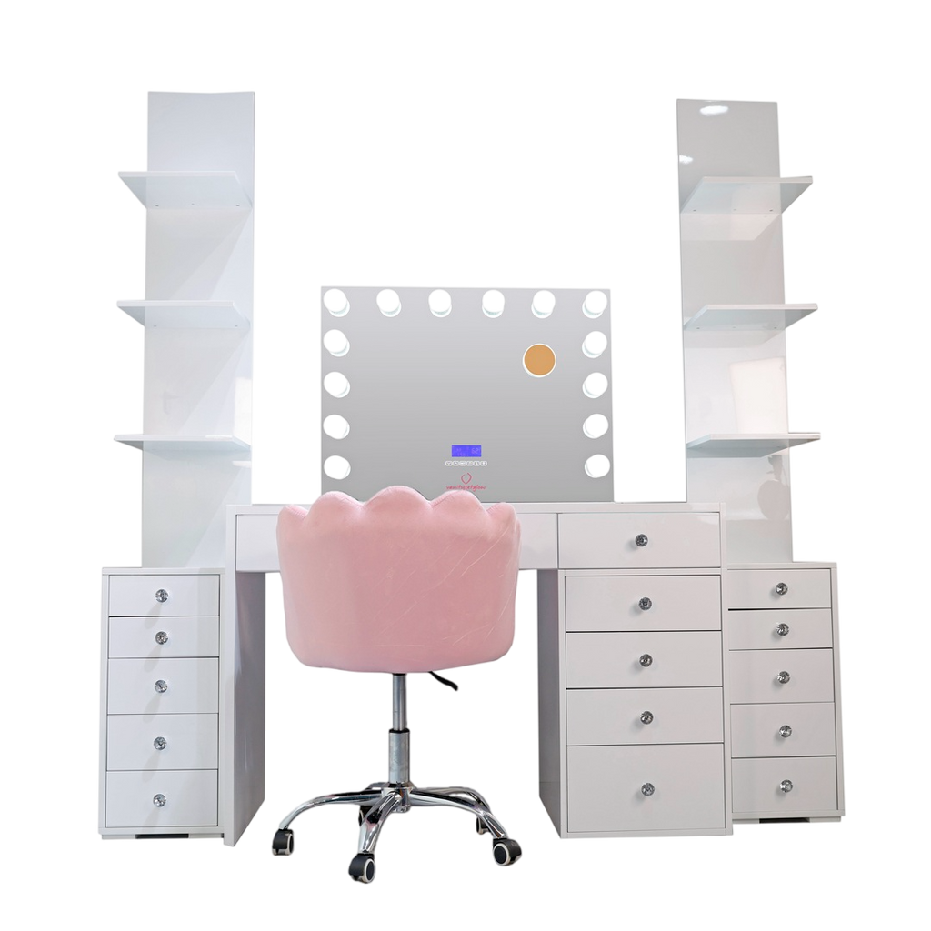 Glow Luxe – Smart Vanity Set Glossy White Edition — 7 Drawers