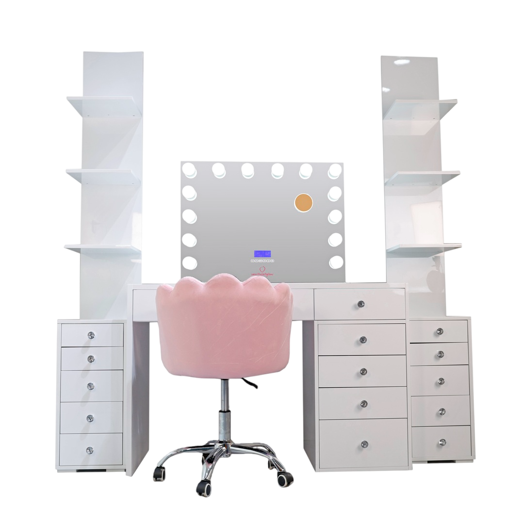 Glow Luxe – Smart Vanity Set Glossy White Edition — 7 Drawers