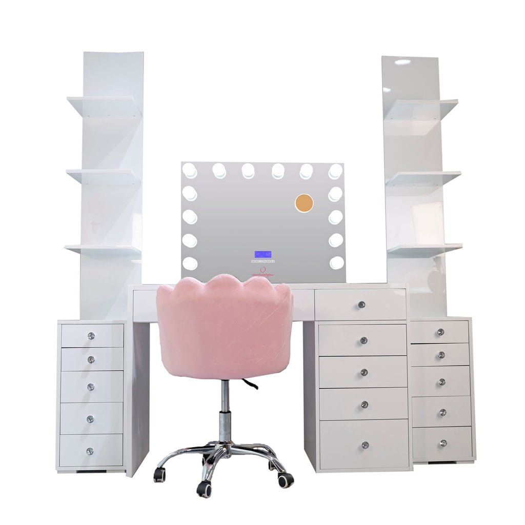 Glow Luxe – Smart Vanity Set Glossy White Edition — 7 Drawers