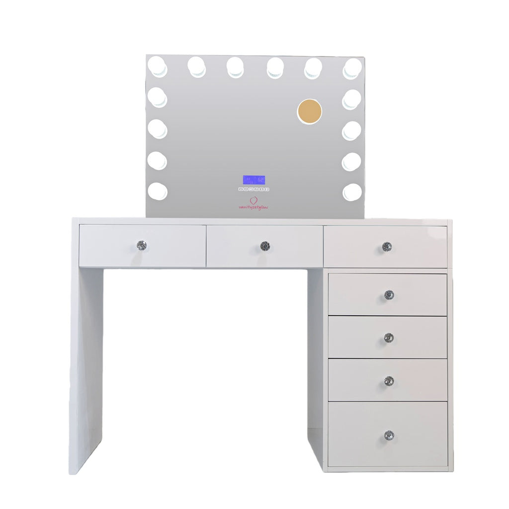 Glow Luxe – Smart Vanity Set Glossy White Edition — 7 Drawers