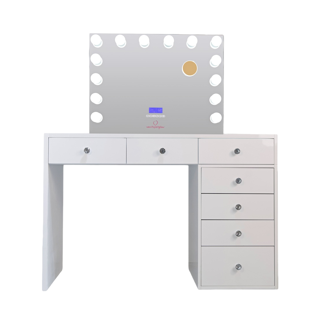 Glow Luxe – Smart Vanity Set Glossy White Edition — 7 Drawers