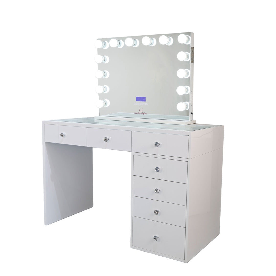 Glow Luxe – Smart Vanity Set Glossy White Edition — 7 Drawers