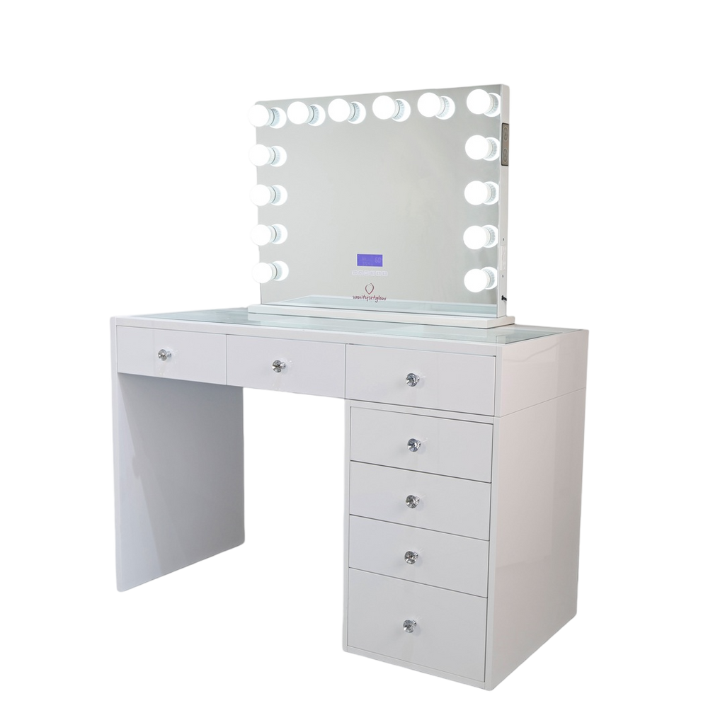 Glow Luxe – Smart Vanity Set Glossy White Edition — 7 Drawers