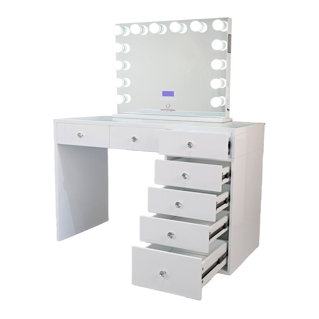 Glow Luxe – Smart Vanity Set Glossy White Edition — 7 Drawers